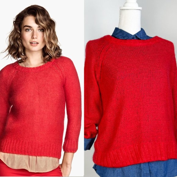 H&M Fuzzy Mohair Loose Knit Blend Quater Zip-Back Sweater - Picture 1 of 7